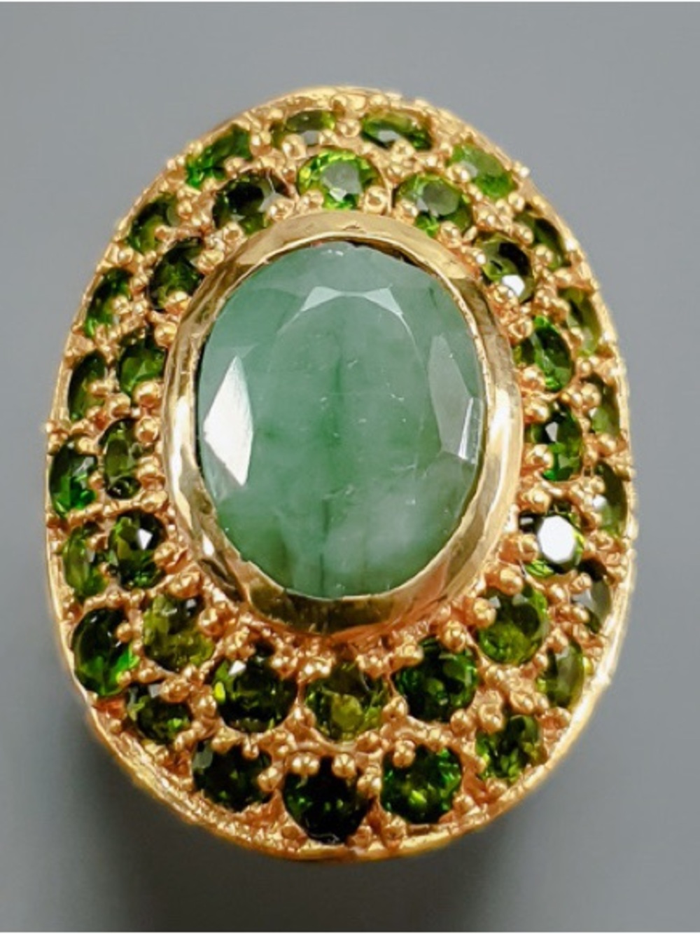 natural Emerald and chrome Diopside Ring